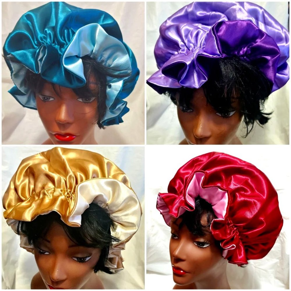 XL Reversible Solid Satin Bonnet